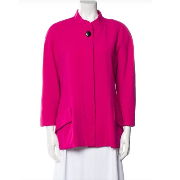 Escada Margaretha Ley Wool Blazer Jacket Pink Stand Collar Button Front Medium - Picture 4 of 15